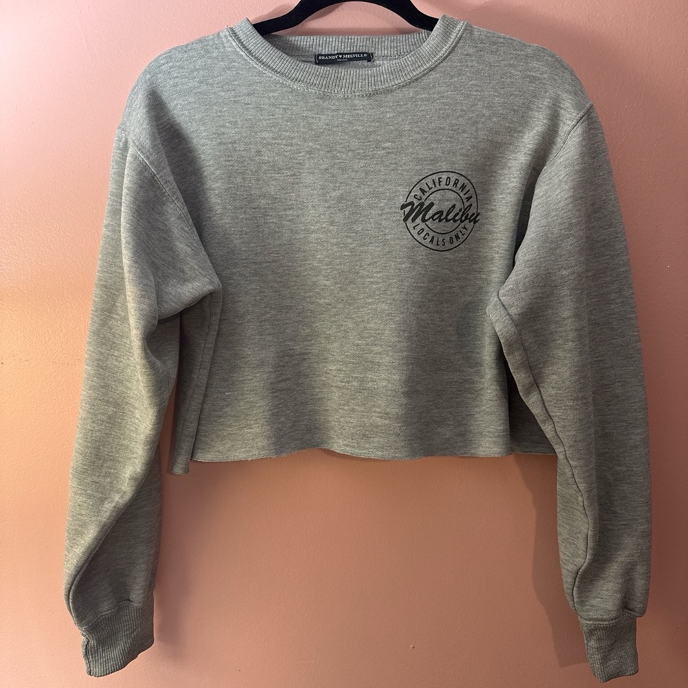 Brandy Melville Gray Cropped Sweatshirt